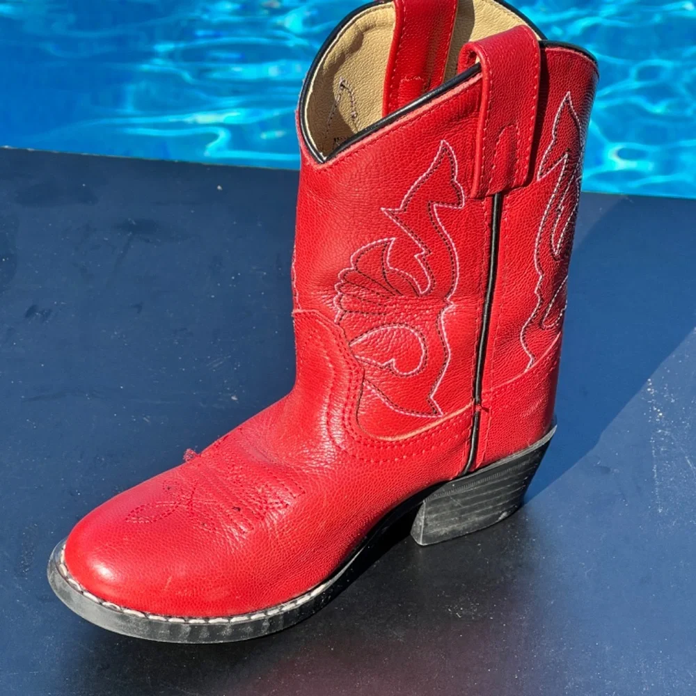 Masterson Boot Co. Kids Leather western Cowboy Boots Red Size 12 M Style RB2004C
